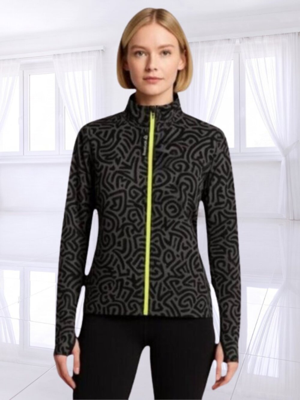 Reebok Speedwick Reflective Windbreaker Jacket Women’s Medium – Neon Zip